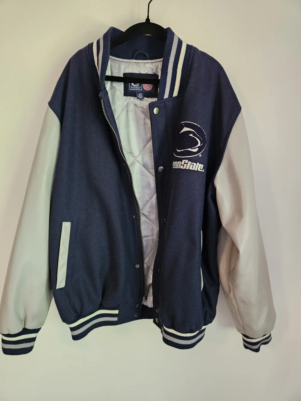 Penn State Nittany Lions Vintage Varsity Letterman Wool Blend Snap Jacket L